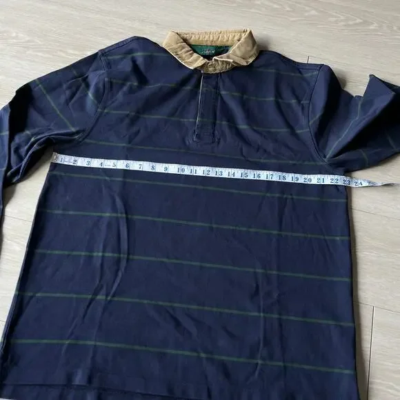 J Crew Rugby Shirt With Corduroy Collar Mens Large Blue Striped - Picture 6 of 11